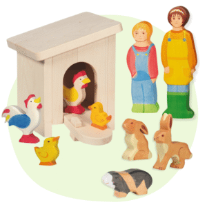 Großes Set „Kleintierstall mit Tieren“ von goki